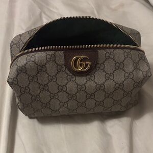 Gucci Beige and Brown GG Logo Pouch